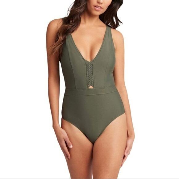 Sea Level Australia Plunge Multifit One Macrame  in Khaki 4 NWT - Picture 1 of 10